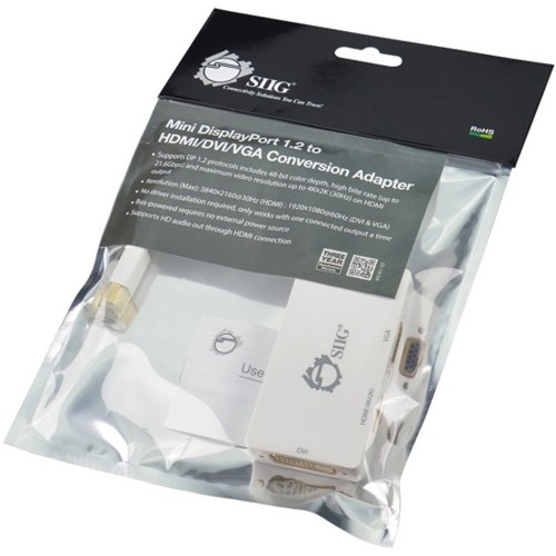 SIIG Mini DisplayPort 1.2 to 4K HDMI/DVI/VGA Conversion Adapter - Picture 6 of 9