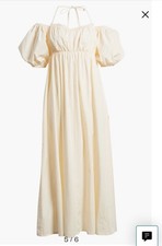 ASOS Cold Shoulder Maxi Dress Puff Sleeve Cream Beige Medium Or 6 New