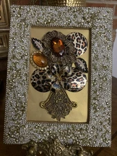 vintage jewelry art Floral Collage framed