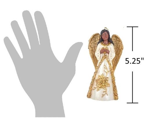 Afroamerikanischer Engel Ornamente - 2er Set - Elfenbein & Gold Festlicher Engel Orna... - Bild 2 von 4