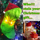 Christmas Stocking with LED Light, 14.98 Inch Red Green Hanging Stocking, Can...