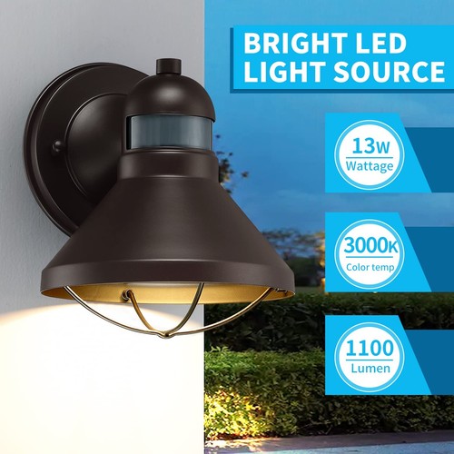 2 Pack Motion Sensor Outdoor LED Wall Sconce Dusk to Dawn Exterior Barn Light... - Picture 5 of 7
