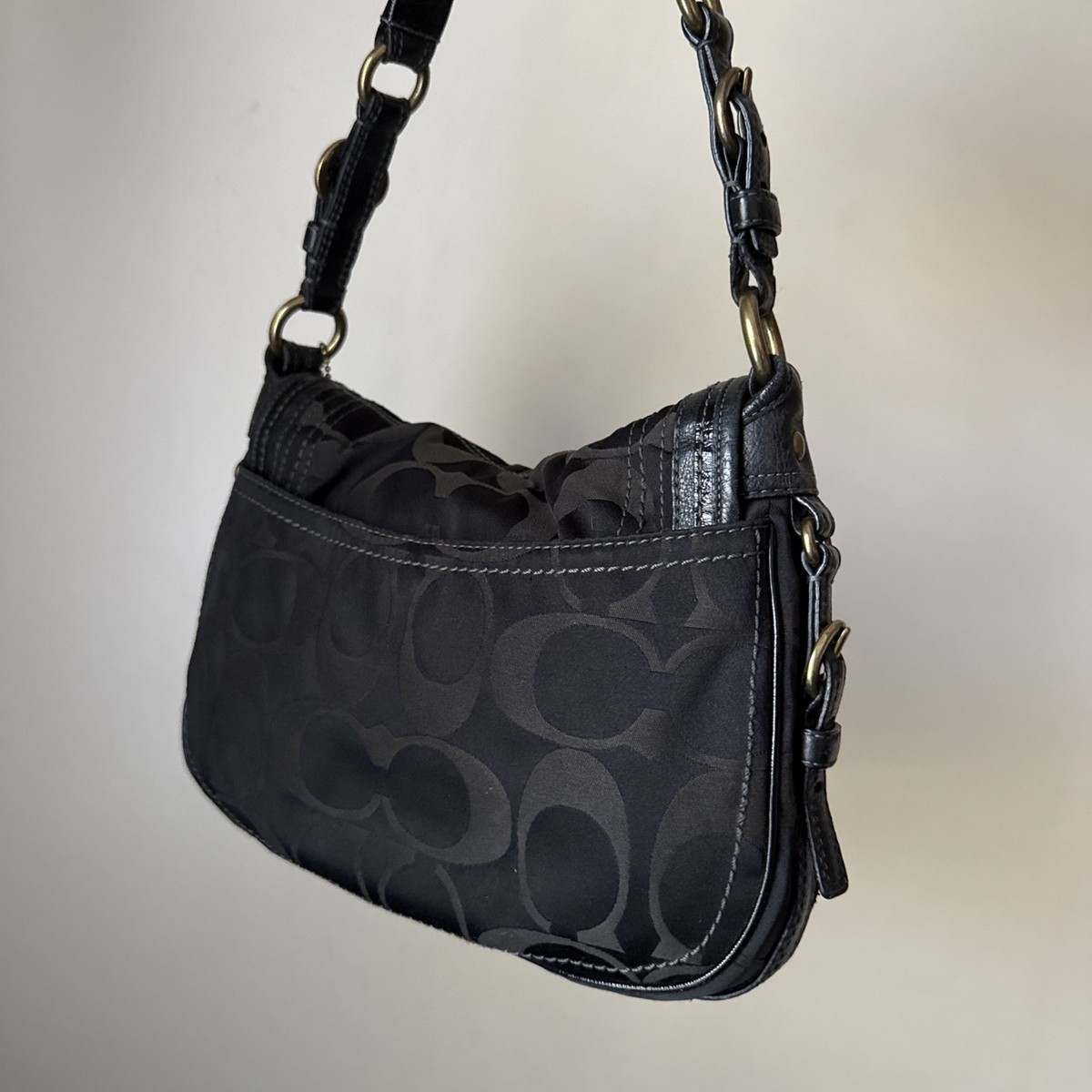 Coach Legacy Hobo Signature Black Garcia Satchel Shoulder Bag Y2K