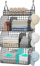 Hanging Closet Organizer Storage - 4 Tier Metal Stackable Hanging Closet Shelves