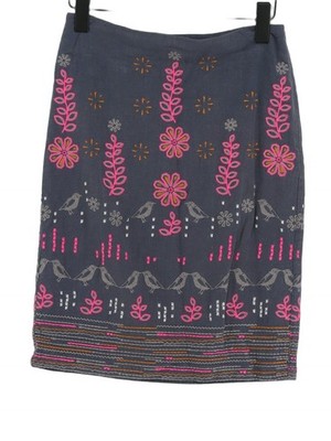 White Stuff Damen Midirock UK 6 Grau Viskose