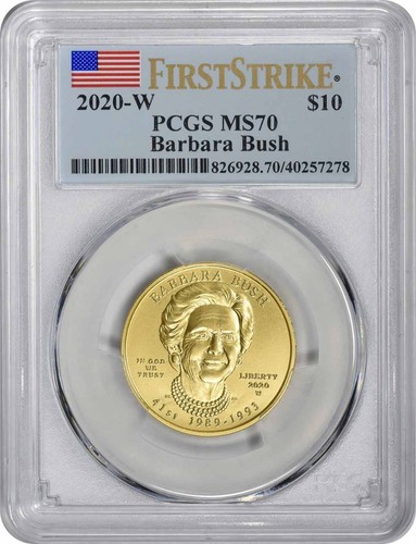2020-W Barbara Bush First Spouse $10 Gold MS70 First Strike PCGS - Picture 1 of 2