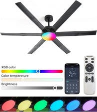 Modern Outdoor Ceiling Fans with Dimmable LED Light for up to 60", Black 