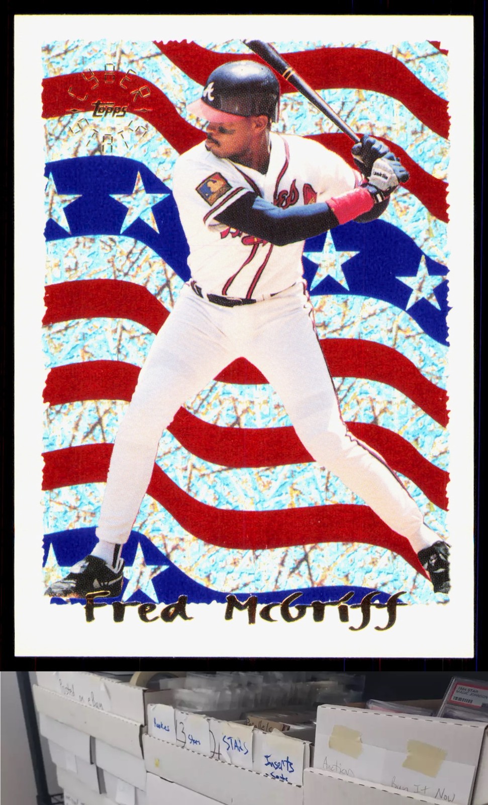 1995 Topps #4 Fred McGriff CyberStats Season in Review - JL
