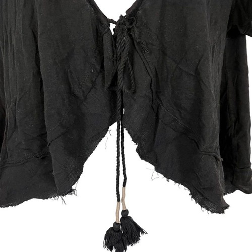 WE THE FREE People schwarz Burnout Fairy Front Tie Top Cardigan Whimsigoth Gr. XS - Bild 13 von 16