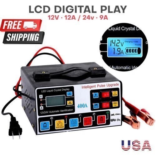 Battery Charger Heavy Duty 12v/24v 10a Smart Automatic Intelligent Pulse New