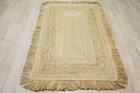 Beige Braided Jute Rug 4x6 ft Handmade Natural Fiber Area Carpet Indoor Mat