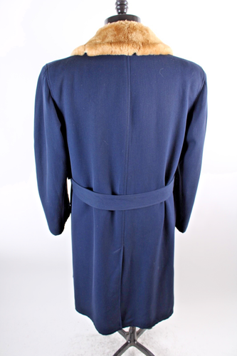 Vintage 50er Jahre Gabardine Wolle Trenchcoat Mouton Kragen Herren XL USA - Bild 6 von 12