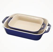 BIG DISCOUNT! Staub Stoneware 2-pc, Rectangular Baking Dish Set, dark blue