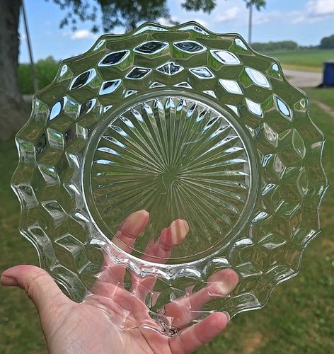Vintage FOSTORIA #2056 American Clear Cubist 9½" Dinner Plate * Set Of 6 - 第 6/8 張圖片
