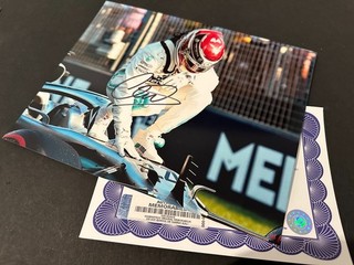 Lewis Hamilton Hand Signed 10x8 Autograph Mercedes F1 photo COA & Guarantee