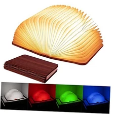  Wooden Book Light, Upgraded Novelty Lighting 360° Folding Book Lamp 5 Colors
