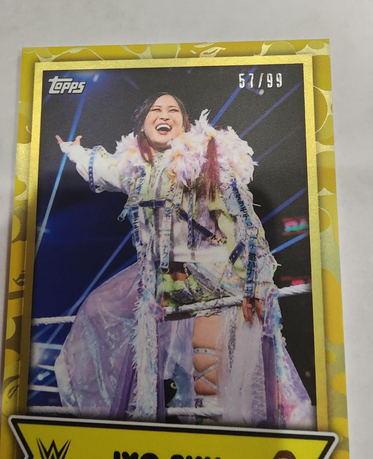 2025 Topps WWE X BAPE Iyo Sky Yellow Camo 57 /99 thumbnail 2