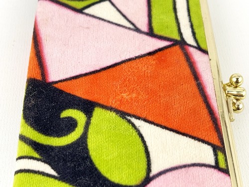 60s 70s Pucci Velvet Abstract Kiss Lock Clutch Vibrant Mod Psychedlic - Picture 14 of 14