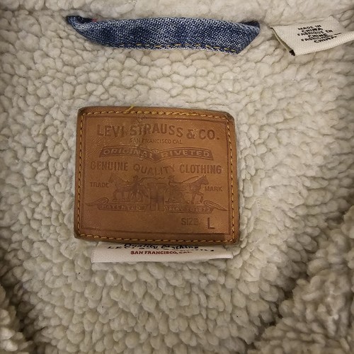 Levi’s Premium Sherpa Trucker Jacke Herren L Blau Denim Fleece Gefüttert Vintage... - Bild 3 von 9