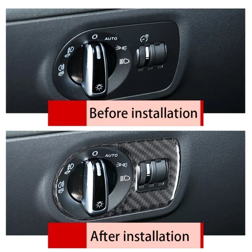 For Audi TT 8n 08-14 Carbon fiber trim cover dustproof headlight switch sticker Foto 3 de 4