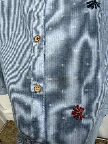 White Stuff Sophie Shirt Blue Multi Striped Heart Embroidered Cotton UK 18 BNWT - Picture 4 of 14