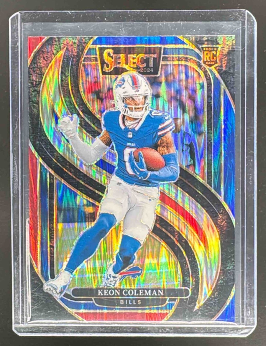 Keon Coleman 2024 Panini Select #153 Red and Blue Prizm Shock Premier Rookie RC
