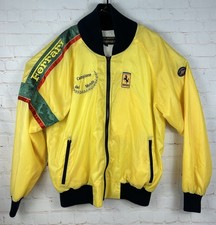 Vintage Style Auto Ferrari Campione Del Mondo Racing Jacket Yellow Size Large