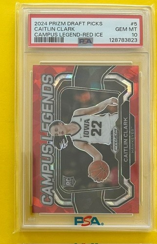 2024 PANINI PRIZM DRAFT PICKS PSA 10 CAMPUS LEGENDS RED ICE #5 CAITLIN CLARK  RC