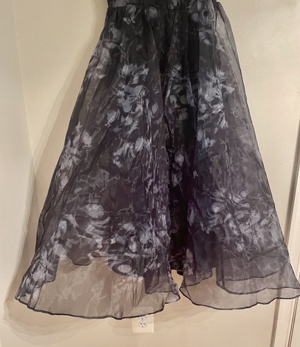 NWT- Lulus Black Floral Mesmerizing Mood Organza Ruffled A-Line Midi Dress S - Picture 3 of 10