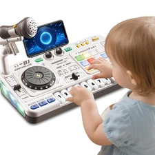 Kids DJ Mixer Controller Table Musical Toy Electronic Bluetooth Toy with LED ...