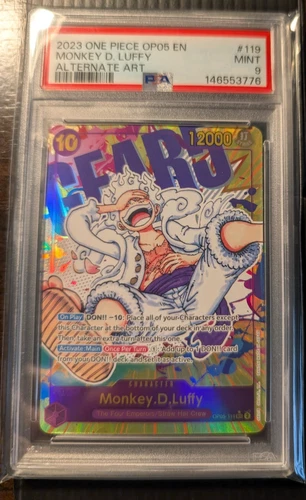 2023 ONE PIECE OP05 AWAKENING OF THE NEW ERA GEAR 5 #119 MONKEY D. LUFFY PSA 9