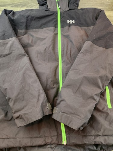 Helly Hansen Hooded Jacket Youth Jr Size 176/16 Black Gray Ski Outdoor Snow - Picture 2 of 9