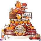 16 Pcs Fall Tiered Tray Decor Pumpkin Gnome Wooden Signs Thanksgiving