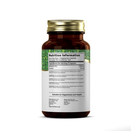 Betaine HCL & Pepsin 120 Capsules | Vegan | Clean Fillers | Digestive Health - Picture 12 of 20