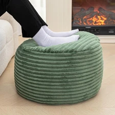 Ottoman with High Density Foam Filler Plush Fiber Pouf Stool Round Foot Stool...
