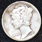 1935-S VERY GOOD Mercury Dime, 90% SILVER! Toned