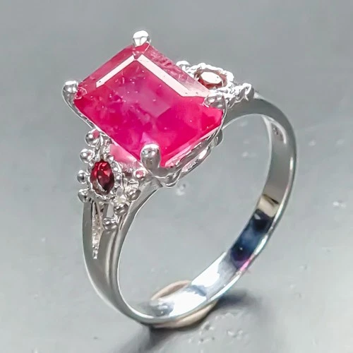 Handmade 4 ct+ Ruby Ring 925 Sterling Silver Size 6 /R464403