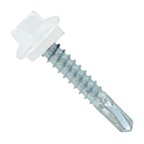 Pack of 250 Self-Drilling Metal Roofing Screws with EPDM Washer - Bright White - Picture 3 of 9