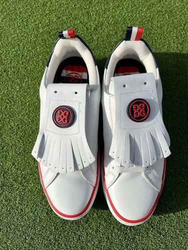 G/Fore G4 Women’s Kiltie Durf Pebble Leather Golf Shoe Size 9 Sno White/Red - Picture 12 of 15
