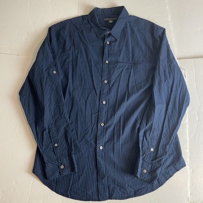John Varvatos Herren Langarmhemd blau gestreift Größe XL