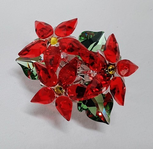 Swarovski Crystal Poinsettia Flower Plant Pot Figurine with Box - Picture 2 of 10