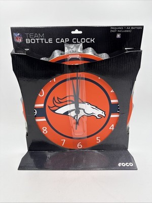 Denver Broncos Bottlecap Clock Metal Foco - NFL - Man Cave Office Decor NIB