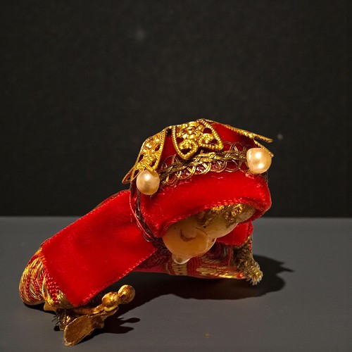 Koestel Christmas Ornament Vintage West Germany Signed, Red Velvet Gown - Picture 3 of 13