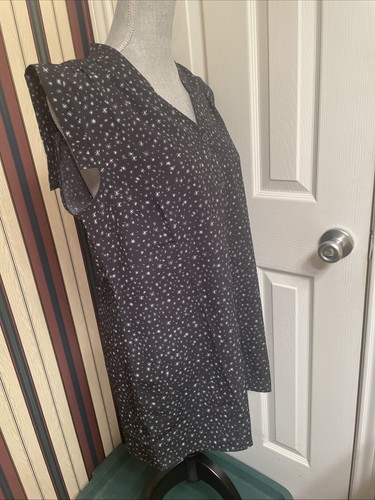 Cabi Astral Blouse Top Button Up Navy Blue Style #3429 Large L Stars Sleeveless - Picture 2 of 10