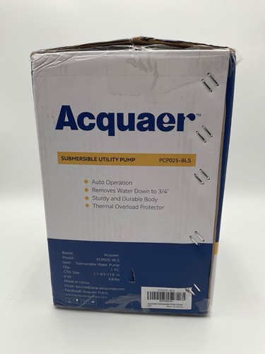 Pompa acqua sommersa automatica Acquaer PCP025-BLS nera 1/2 HP con manuale - Foto 3 di 10