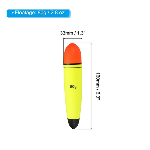 4 Pack 2.8oz Fishing Slip Bobbers EVA Fishing Float Yellow - Picture 2 of 6
