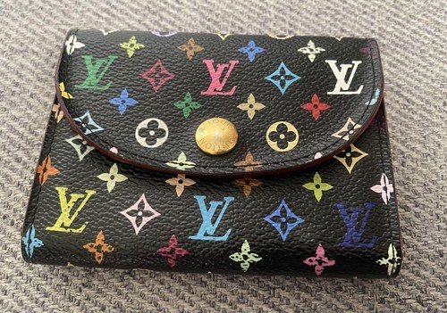 LOUIS VUITTON Coin Card Case Multicolor Black Wallet Compact Business Holder - Picture 2 of 12