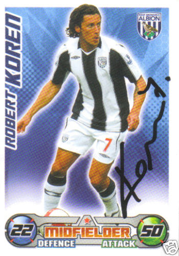 ROBERT KOREN SIGNED WEST BROM 2008/2009 MATCH ATTAX TRADING CARD+COA - Picture 1 of 1