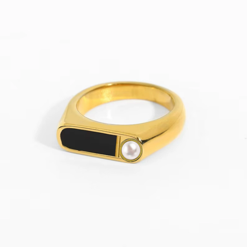 Black Onyx Gemstone With White Pearl Handmade Rings For Women 925 Silver Ring - Picture 6 of 7