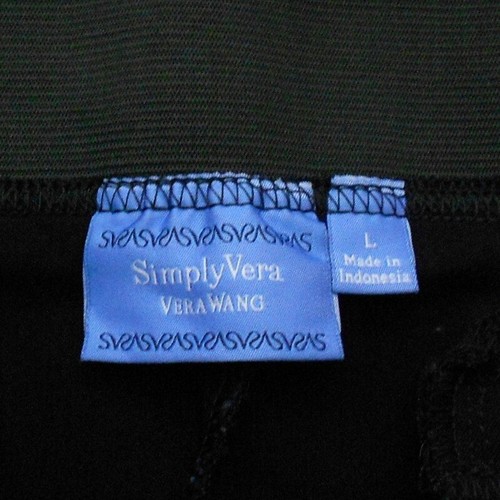 Pantalones capri Simply Vera Wang para mujer L negros rayón nailon rectos - Imagen 4 de 11